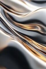 Intricate patterns of flowing metallic textures in gold and silver create a soft glow against a deep gray background, perfect for modern branding or design applications