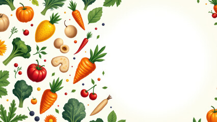 Fototapeta premium Colorful illustration of organic produce emphasizing sustainable food choices.
