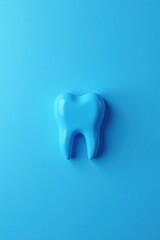 A Single, Smooth, Light Blue Tooth Model on a Vibrant Blue Background