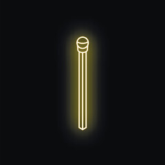 Neon microphone glowing on a black background, representing singing, communication, and musical performance