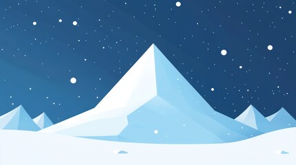 Fototapeta premium Stylized Snowy Mountains Under a Night Sky