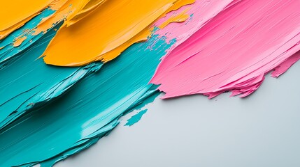 Vibrant Colors of Blue, Pink, and Yellow Abstract Paint Texture