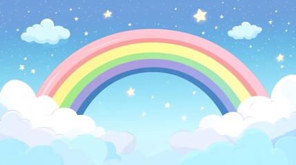 Pastel Rainbow Arcing Across a Starry Night Sky