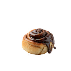 plate of chocolate cinnamon bun on transparent background