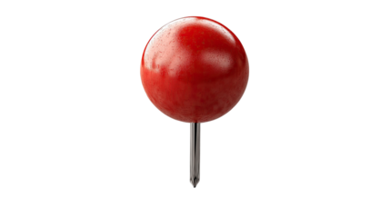Red Push Pin: A single, vibrant red push pin stands out against a clean backdrop, its glossy surface reflecting light. This image is perfect for projects related to location, maps, and marking. 