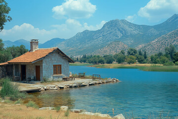 Naklejka premium Thermal Spring In Turkey