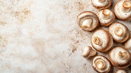 Obraz premium Fresh mushrooms on rustic background, appealing food concept