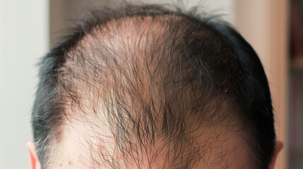 Obraz premium Close-up of man's thinning hair on scalp.