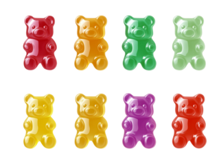 gummy bears isolated on PNG transparent background. generative ai
