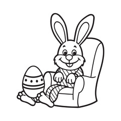 Easter coloring page, Line art, black and white image, Cozy easter coloring page, Coloring page, Easter basket stuffer