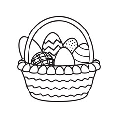 Easter coloring page, Line art, black and white image, Cozy easter coloring page, Coloring page, Easter basket stuffer