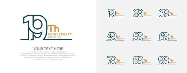 Anniversary logo set vector design, green and brown color for celebration event