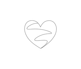 Heart and love sign. One continuous line drawing of love. Symbol of Valentine day and romantic moment. Editable stroke. Doodle line illustration