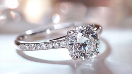 Elegant diamond engagement ring on display, showcasing brilliance and luxury