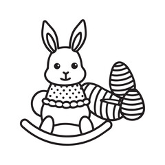 Easter coloring page, Line art, black and white image, Cozy easter coloring page, Coloring page, Easter basket stuffer