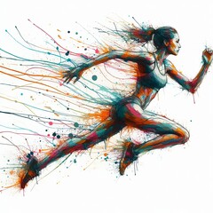 Obraz premium Energetic Runner with Colorful Splashes