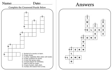 Printable Crossword Puzzle for Kids' Focus and Problem Solving