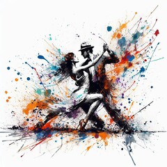 Elegant Couple in Vibrant Motion