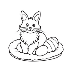 Easter coloring page, Line art, black and white image, Cozy easter coloring page, Coloring page, Easter basket stuffer