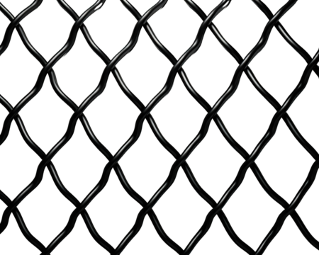 Chain Link Fence with Realistic Wire Mesh Pattern Isolated on Transparent Background