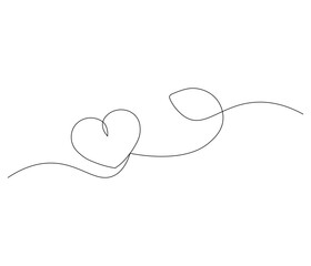 Two heart and love sign. One continuous line drawing of love icon. Symbol of Valentine day and romantic moment. Editable stroke. Doodle line illustration