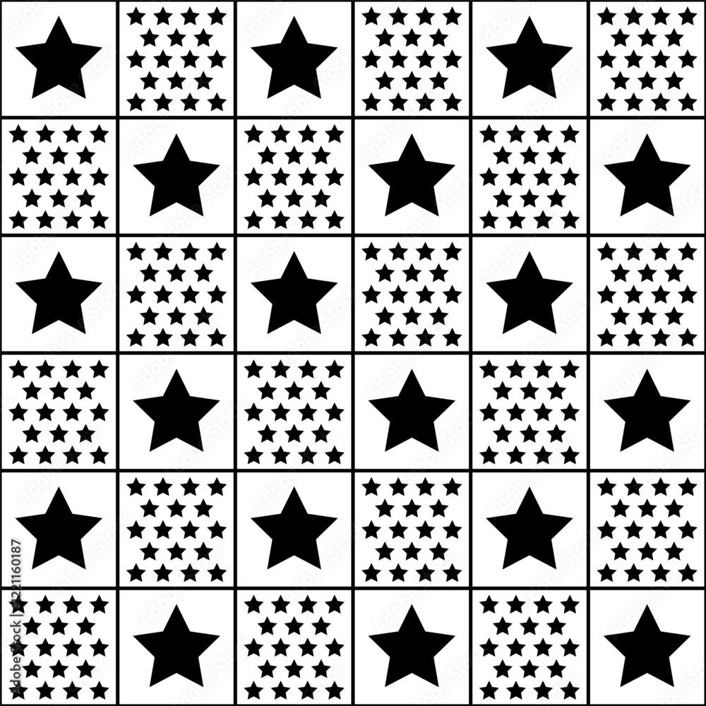 Wall mural seamless pattern with star. cute stars background. repeating small and large patterns for design pri
