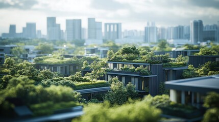 Fototapeta premium Green roof connections promoting urban biodiversity ecology and sustainability