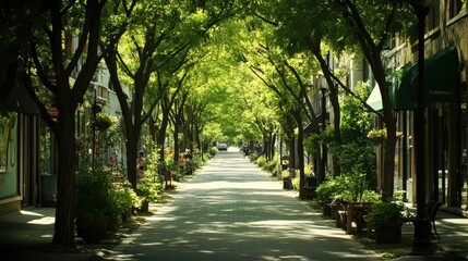 Obraz premium Enhancing urban biodiversity street tree and native plant corridors across city landscapes