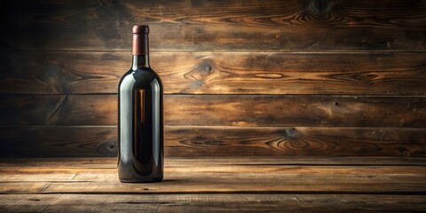 Vintage Wine Bottle on Wooden Table, drink, vintage wine,  drink, vintage wine,wine bottle