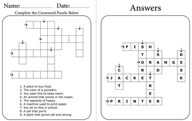 Printable Crossword Puzzle for Kids: Easy and Fun Student Activity