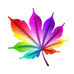 Obraz premium A creatively composed leaf made from colorful gradients, isolated on a solid white background, perfect for eye-catching advertisements or modern art prints.
