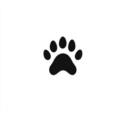 A black paw print icon that stands out vividly on a white background