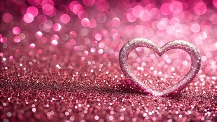 Fototapeta premium Glittery pink sparkle background with a subtle heart shape