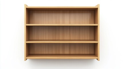 Simple Wooden Shelf Against White Background