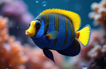 Naklejka premium The emperor angelfish (Pomacanthus imperator) is a species of marine angelfish. It is a reef-associated fish, native to the Indian and Pacific Oceans
