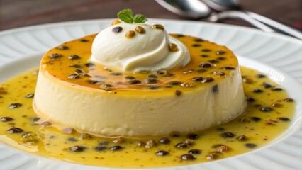 Passion Fruit Cr&Atilde;&uml;me Br&Atilde;&raquo;l&Atilde;&copy;e Creamy, Tangy Dessert with Whipped Cream, Close-up Food Photography, Sweet Treat, Culinary, Recipe Dessert recipe, Passion fruit