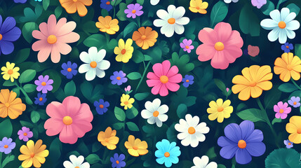 Colorful flowers garden spring background design