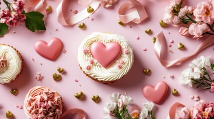 Fototapeta premium Romantic Valentine Banner Template for Heart-Themed Celebration