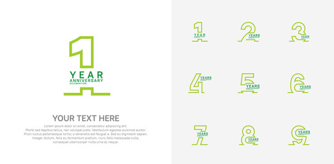 Anniversary logo set vector design, green color for celebration event