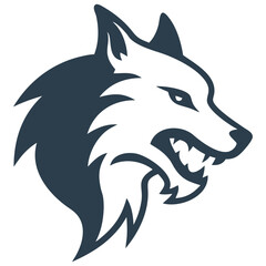 Obraz premium Roaring Wolf Head Icon: A stylized illustration of a wolf head with a fierce expression, perfect for representing power, strength, and wild spirit.