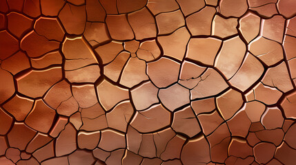 Cracked earth texture in warm tones, abstract design, natural patterns, copy space