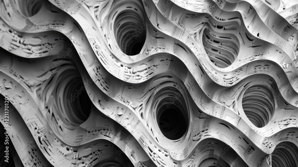 Poster wavy blue abstract texture with layered shapes. background image of 3d rendering artwork of curve li