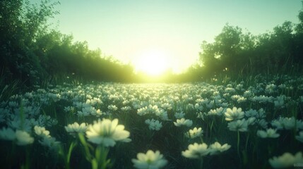 Obraz premium Serene Sunset Meadow