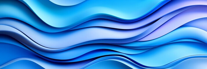 Fototapeta premium Blue Wavy Gradient Abstract Pattern - Serene abstract design featuring smooth, flowing blue waves. Symbolizes tranquility, fluidity, movement, harmony, and growth.