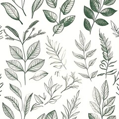 Green Foliage Watercolor Illustration Botanical Art Nature Plant Design