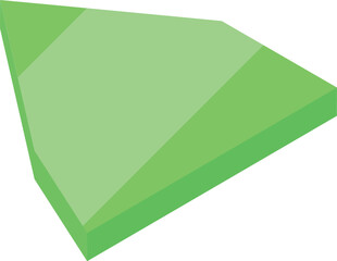 Shiny light green rhombus diamond shaped gemstone illustration isolated on white background