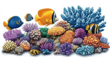 Vibrant Coral Reef Scene with Tropical Fish