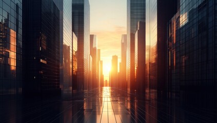 Golden Hour Metropolis: A Sunrise Streetscape