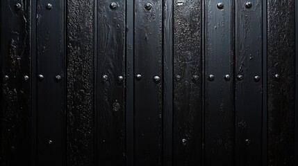 Fototapeta premium Black Wooden Planks with Metal Rivets