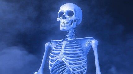 Blue Skeleton in Smoky Atmosphere